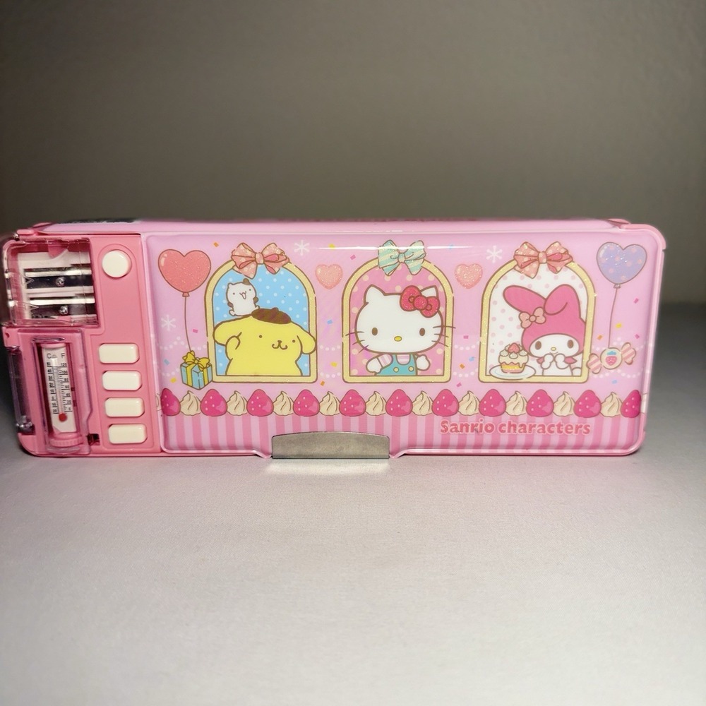 Sanrio Hello Kitty My Melody Button multi-functional Pencil Case Organizer Pink